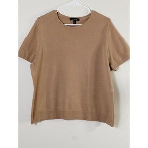 Land's End Sweater Women's XL 18-20 Pullover Short Sleeves Career Basic Caramel